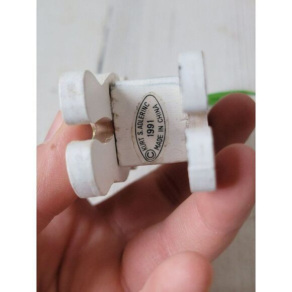 Kurt adler 1991 white cat bell heart wooden ornament Xmas decor - Picture 4 of 6